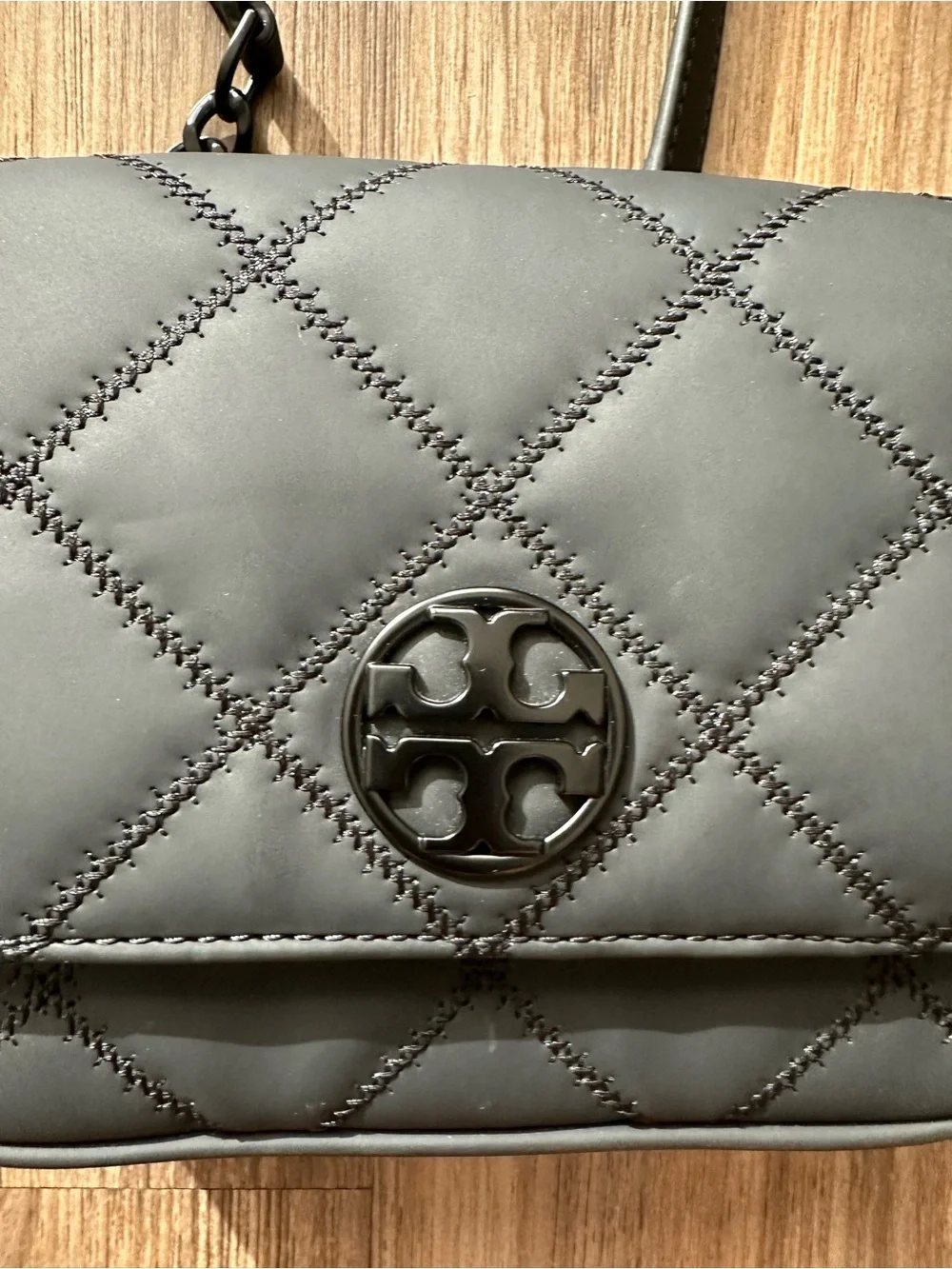 Tory Burch Black Quilted Logo Crossbody
